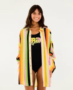 Farm Rio Neon Stripe Relaxed Shirt
