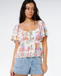 Half Moon Bay Short Sleeve Button Top
