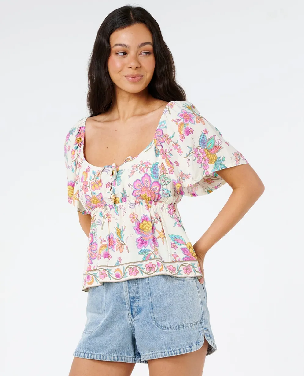 Half Moon Bay Short Sleeve Button Top