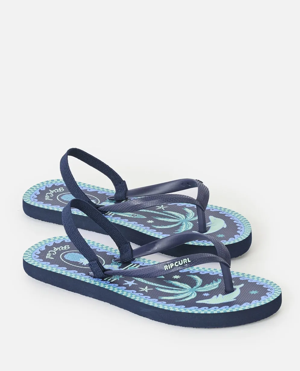 Mixed Bloom Open Toe Sandal - Girls