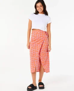 Neon Isles Wrap Midi Skirt